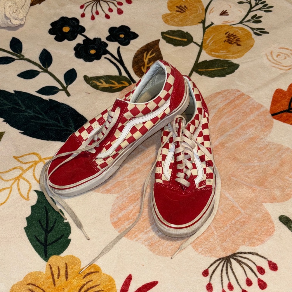 Vans Red and White Checkered Sneakers